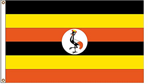Stormflag Uganda-Flagge, 90 g, Polyester, 90 g, mit starkem Stirnband, Seilen und Doppelnähten