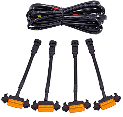 YnGia Led Grille Lights Bumper Grille Lamp, 4Pcs Auto Front Grille Bumper Cover Lamp Amber LED Light Assembly