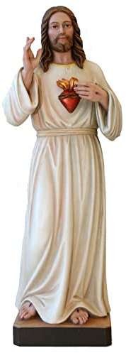 Heiligenfigur Barmherziger Jesus Herz Sacred Heart of Jesus H 40 cm Statue aus Ahornholz Holzfigur
