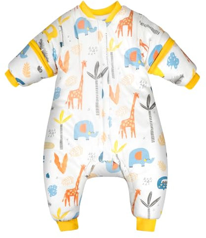 FLYISH DIRECT Babyschlafsack mit Füßen, 2.5TOG/3.5TOG Winterschlafsack, Babyschlafsack aus Baumwolle mit abnehmbaren Ärmeln, Schlafsack mit Beinen, 3.5 tog, XL/100, 100cm