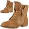 VAN HILL Damen Schnürstiefeletten Spitze Stiefeletten Zipper Worker Boot Flandell® 610582 Hellbraun 39
