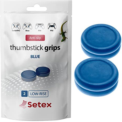 Setex Gecko Grip, Thumbstick-Griffabdeckungen, für Playstation PS5, PS4, Xbox One, Switch Pro, Steam Deck, rutschfeste mikrostrukturierte Analogstick-Daumengriffe, (1 Paar) Blau, nur Griffabdeckungen