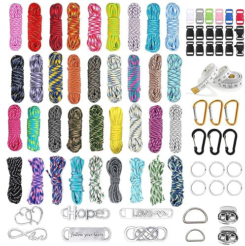EUBSWA Paracord Seil 4mm Paracord 550, 36 Stück Nylonschnur für DIY Armband Lanyard Schlüsselbund Hundehalsband Hundeleine