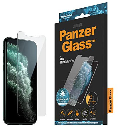 PanzerGlass™ Screen Protector for iPhone X Xs 11 Pro, Standard Fit iPhone Screen Protector, Anti Fingerprint, Anti Bacterial, Tempered Glass, Glass Screen Protector, iPhone 11 Pro Screen Protector