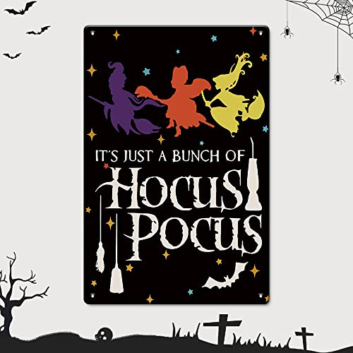 Halloween-Dekoration Hocus Pocus Decor Metallschilder – It's Just a Bunch of Hocus Pocus Hexe Dekor – Halloween Home Decor Blechschilder einfach aufzuhängen, Outdoor, Halloween-Partyzubehör