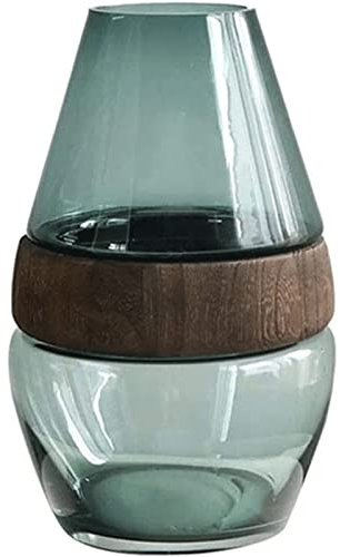 Vase Nouveau Chinois Le Vase pour décor Vert foncé Transparent Verre Vases à Fleurs Maison Table à Manger Bureau ami Vase à Fleurs Élégant
