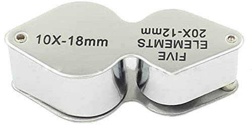Meichoon Faltbare Schmucklupe 10X 20X Tragbare Lupe im Taschenformat Mini-Metallmikroskop Schmuck Antike Diamant-Jade Kalligraphie-Malerei Wertschätzung UC51