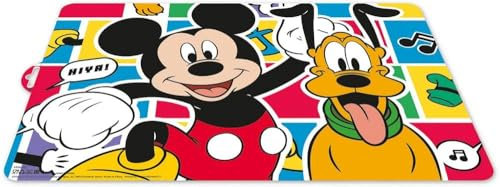 Disney Set de Table Individuel coloré pour Enfants en Plastique Mickey Mouse Mickey Pluto