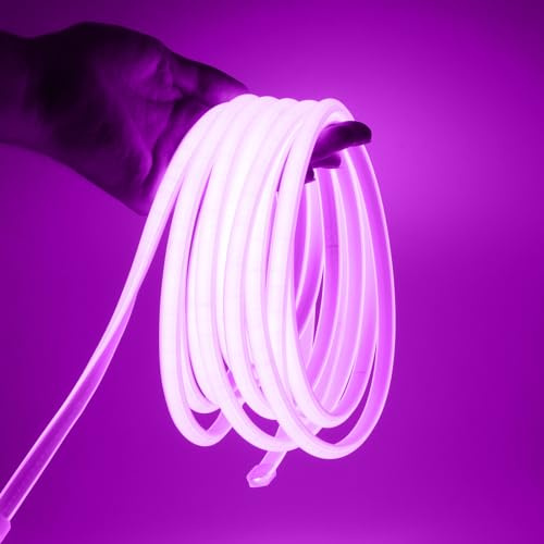 XUNATA COB Neon LED Streifen, 230V 288leds/m Superhell Hohe Dichte, Diffusion Flex LED Schlauch für Heim DIY Festival Dekoration (Lila, 4M)