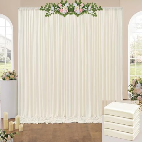 3x6 m Elfenbein Vorhang für Kulissen, Party-Hintergrund Vorhang Ivory Hochzeit Hintergrund, Polyester Vorhänge für Geburtstag Baby Dusche Taufe Brautdusche
