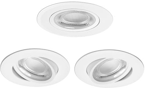 Aigostar Downlight LED Techo Empotrable, 5W Equivalente a Halógena 53W, Luz Blanca Cálida 3000K, Ángulo Rotable 30° Focos LED Interior Techo, Ф70-75 mm, ojos de buey led para techo 3Pcs, AC 220-240V