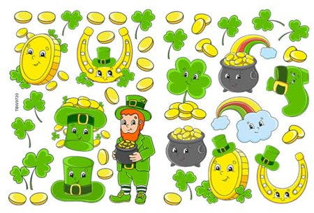 Fensterbilder Selbstklebend St. Patrick-aufkleber Fenstersticker Aufkleber PVC mit Kleeblatt Fensterbilder Frühling Wiederverwendbar für Kinderzimmer St. Patrick-aufkleber Dekorationen