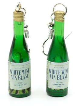 Miniblings Weißwein Weinflaschen Ohrringe Hänger Wein Flasche grün Party Trinken Vin Blanc- Handmade Modeschmuck I Ohrhänger Ohrschmuck versilbert