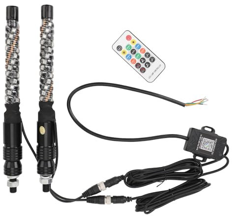 Fouet LED étanche avec Télécommande, 20 Couleurs, ATV UTV Tout-Terrain