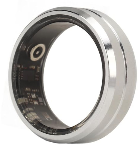 Septpenta Smart Health Ring, Wasserdichter Bluetooth Schlaf Herzfrequenz Blutsauerstoff Tracker Smart Ring mit Fernkamerasteuerung für Android und OS (Silber)(9)