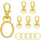 Sprookber 100 Stücke Karabiner Schlüsselanhänger mit Drehgelenk Karabiner Klein Schlüsselring für Lanyard DIY Handwerk(Golden)