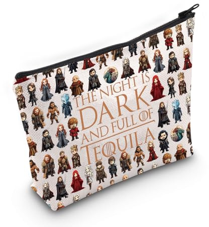 LEVLO Thrones Game Kosmetiktasche für Thrones Game Fans - Geschenk 'The Nnight Is Dark And Full Terrors' - Reißverschlusstasche - Unisex - Night Is Dark F Bag