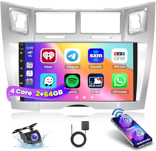 Inefala [2G+64G] Autoradio Android 15 pour Toyota Yaris/Vizi (2005-2011) 9 Pouces Écran Tactile avec Carplay sans Fil Android Auto Bluetooth Main Libre GPS WiFi FM RDS Radio Caméra de Recul