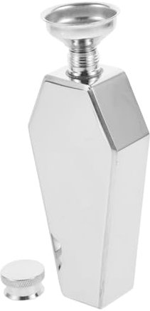 Hoement Sargflasche Trinkflasche Campingflasche Weihwasserflasche Tragbare Weinflasche Kleine Flasche Mit Trichter Alkohol Flasche Whiskyflasche Alkoholbeutel Rostfreier Stahl Silver