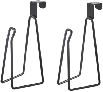 yksiahfi 2 Pack Black Metal Toilet Paper Holder Stand, Portable & Sturdy, 7.5x19cm, Bathroom, RV, Kitchen, Bedroom, Cabinet, Camping, Travel