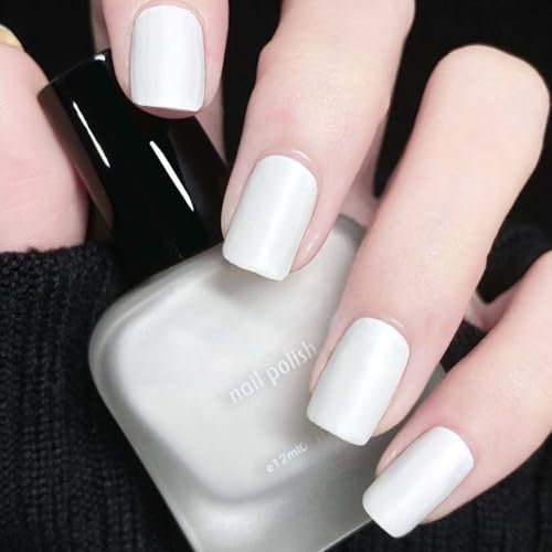 Long-Lasting White Matte Nail Polish, 12ML - Quick-Dry & Chip-Resistant Formula, Easy to Apply - No Nail Lamp Required! Ideal for Women & Girls