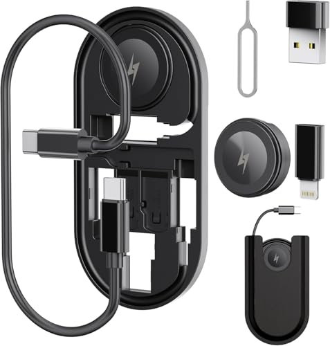 sicotool Multi USB Charging Adapter Cable Kit, 60W Fast Charging Travel Phone Gadgets Organiser Fast Charging For iPhone/for Apple Watch/USB-C Travel Box for 16/15/14/13/12 Galaxy S23 and More