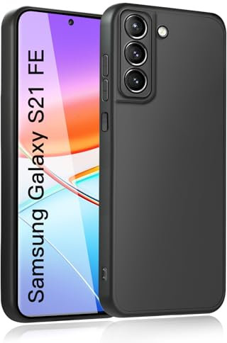 wsiiroon Handyhülle für Samsung Galaxy S21 FE 5G Hülle, Stoßfest Kratzfest, Anti-Fingerabdruck, Anti-Rutsch Fallschutz Schutzhülle, Anti-Öl, Unterstützt kabelloses Laden für S21 FE Case (Schwarz)