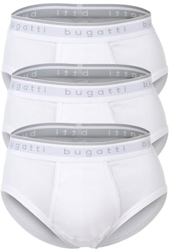 bugatti Men's Briefs, Pack of 3, Fine Rib, Fly, Cotton, Plain