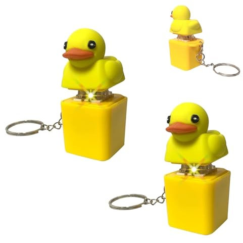 1PC Quacking Duck Fidget Toy - Quacking Ducky Keychain with Colorful Lights, Duck Keyboard Clicker Fidget Toy, Duck Keyboard that Quacks, Duck Keyring Fidgets for School/Bag/Office TOY 0210