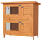 PawHut Kleintierstall Kleintierhaus mit Asphaltdach Zwergkaninchenstall doppelstöckig Meerschweinchenstall wetterbeständig Kleintierkäfig Tierstall für Outdoor Tannenholz 90 x 45 x 90 cm Gelb