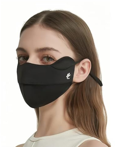 lulupila Sonnenschutz Maske Gesicht UPF50+ mit Seideneinsätzen, atmungsaktiv & waschbar, kühlend für Outdoor Sport, Radfahren & Wandern