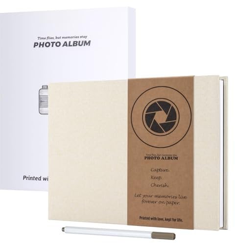 JAECU Fotoalbum Selbstklebend 30x22cm, Leinen Scrapbook Fotoalben zum Selbstgestalten 40 Weiß Seiten, Geschenk Fotobuch für Baby Familie Jahrestag Geburtstags Hochzeit (Beige)