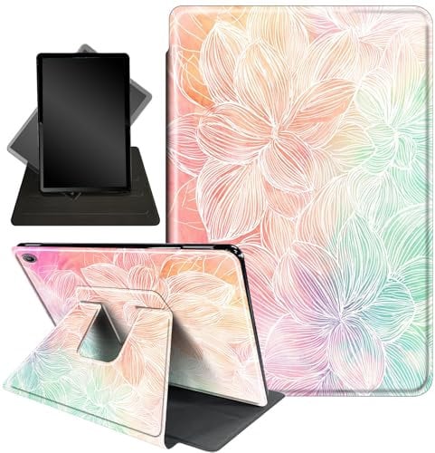 for Amazon Kindle Fire Max 11 Case (13th Generation, 2023 Release) 11,360 Degree Rotating Stand Smart Protective Cover Case for Amazon Fire Max 11 (2023 Release),Pink Mandala Flowers