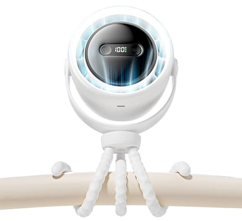 Dopsyesn Ventilateur Bébé Pour Poussette Et Siège Auto - Ventilateur Amovible Pour Bébé Et Poussette - Ventilateur Rechargeable avec Veilleuse et Vitesse Réglable pour Bureau, Plage et Siège Arrière