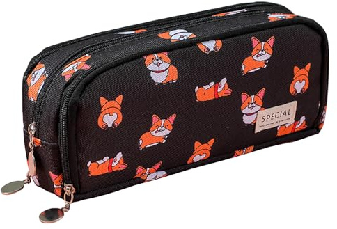 NEWUPZSI Federmäppchen Hund Corgi Mäppchen mit 3 Fächer große Kapazität Federmappe Federtasche Mädchen Junge Teenager Erwachsene Pencil Case für Schule Büro