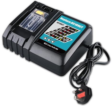 DC18RC 14.4V-18V 3.0Ah Replacement for Makita Charger Compatible with Makita 18V Battery BL1860 BL1850 BL1840 BL1830 BL1815 BL1415 BL1430 UK Plug