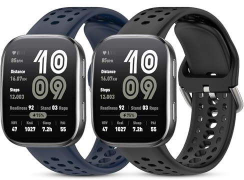 SenMore 2 Stücks 22mm Armband Kompatibel mit Amazfit Bip Max/Bip 6/Bip 5/Amazfit Cheetah/Amazfit Cheetah Pro/Amazfit Balance, Soft Silicone Sport Verstellbares Ersatzarmband für Amazfit Bip.(No host)