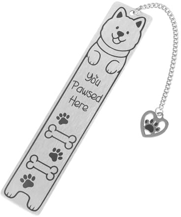 Tinoaly Hunde Lesezeichen, Edelstahl Lustiges und Süßes Hunde-Lesezeichen mit Geschenkbox Lesezubehör für Nerds Beiderlei Geschlechts (Stil 1)