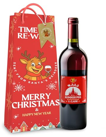 Funny Christmas Wine Bottle Bag & Sticker – Hilarious novelty gift, perfect as stocking fillers, Christmas gifts for women, early Christmas presents, and funny secret Santa gifts for men, Silly Gifts.