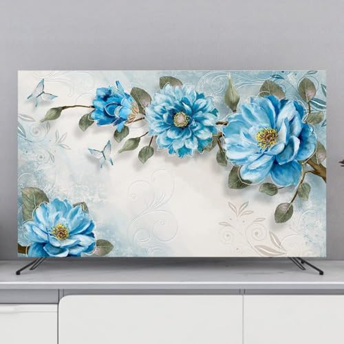 HSTANGKY Staubschutzhülle Für Fernseher Für Den Innenbereich Staubschutzhülle Mit Blumendruck Für LED/LCD Fernseher Und Monitore Dekorative Stoffhülle-flower5||45-48inch
