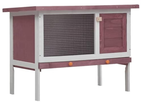 Hommdiy Kaninchenstall 1 Ebene Braun Holz