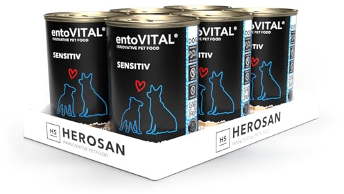 entoVITAL Dog SENSITIV Nassfutter mit Insekten, Kartoffel, Zuchhini, Pastinake & Spinat | Alleinfuttermittel für Hunde (6 x 375 g)