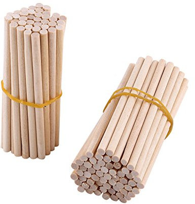 Walfront 100 Stück Holzstäbe Holz Sticks 0,4 cm / 80mm Kleine Rundhölzer zum Basteln, Runde Bastelstäbe Holzstab Glatt DIY Holz Rundstäbe fur Hausgarten Gebäude Modell
