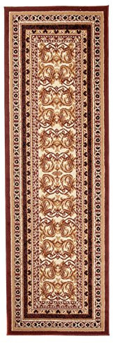 Carpeto Klassisch Läufer Teppich Braun 80 x 300 cm Ornamente Muster Kurzflor Verona Kollektion