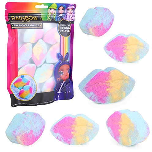 Toyland® Rainbow High Bath Bombs – 10 lippenförmige Badebomben – Wirbelnde Regenbogenfarben!