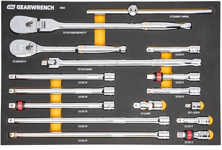 GearWrench 16 Piece 1/2 90T Ratchet & Drive Tool Set with EVA Foam Tray - 86522