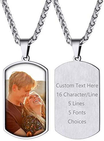 Supcare Collar Chapa Foto Personalizada Hombre Colgante Placa Rectangular Acero Inoxidable Regalo Soldado Militar Ejército Joyería Memorial