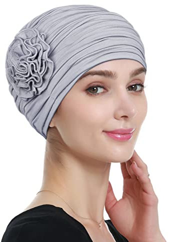 Alnorm Bambushut für Krebs-Chemo-Frauen Schöne Headwraps Hellgrau