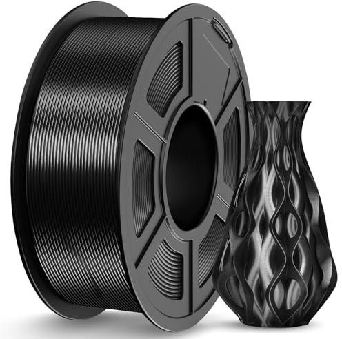 JAYO PLA Silk Filament 1.75mm, Shiny PLA 3D Drucker Filament, 1.1kg Spulen, Neatly Wound Filament, Maßgenauigkeit +/- 0.02, Silk PLA Schwarz