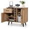 GOPLUS Sideboard Küche, Buffetschrank mit 6 Flaschen Weinregal, Aufbewahrungsschrank mit Schublade, Küchenschrank Natur für Wohnzimmer & Esszimmer, 90 x 40 x 79 cm